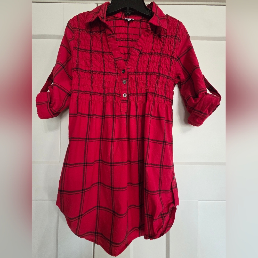Kismet Crimson Plaid Tunic